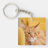 Gepersonaliseerde Pet Foto Kitty Cat Lover Zwart W Sleutelhanger (Voorkant)