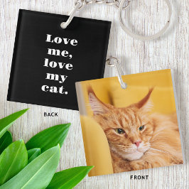 Gepersonaliseerde Pet Foto Kitty Cat Lover Zwart W Sleutelhanger