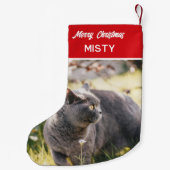 Gepersonaliseerde PET Foto Monogram Naam Rood Kleine Kerstsok (Achterkant)