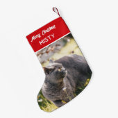 Gepersonaliseerde PET Foto Monogram Naam Rood Kleine Kerstsok (Achterkant (Hangend))