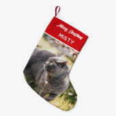 Gepersonaliseerde PET Foto Monogram Naam Rood Kleine Kerstsok (Voorkant (Hangend))