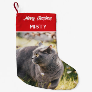 Gepersonaliseerde PET Foto Monogram Naam Rood Kleine Kerstsok
