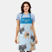 Gepersonaliseerde Pet Groomer Blue French Bulldog Schort (Gedragen)