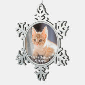 Gepersonaliseerde Pet Kitten Fotokat Eerste Kerstm Tin Sneeuwvlok Ornament (Rechts)