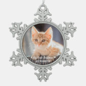 Gepersonaliseerde Pet Kitten Fotokat Eerste Kerstm Tin Sneeuwvlok Ornament (Voorkant)