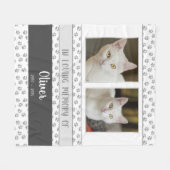 Gepersonaliseerde Pet Memorial Deken Grijze Poot P (Voorkant (Horizontaal))