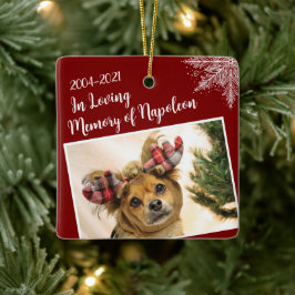 Gepersonaliseerde Pet Memorial Kerstfoto Keramisch Ornament
