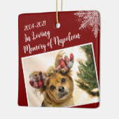 Gepersonaliseerde Pet Memorial Kerstfoto Keramisch Ornament (Links)