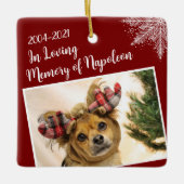 Gepersonaliseerde Pet Memorial Kerstfoto Keramisch Ornament (Voorkant)