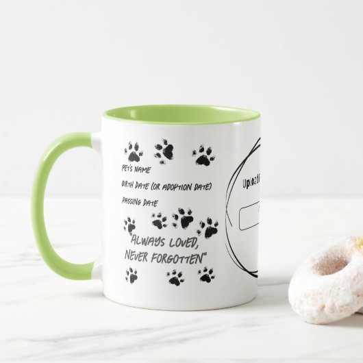 Gepersonaliseerde Pet Memorial Mok - (Met donut)