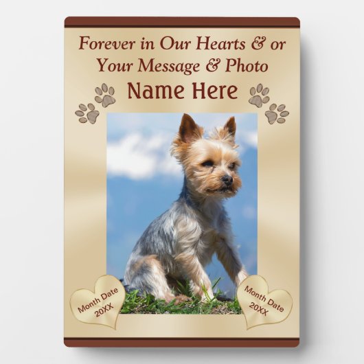 Gepersonaliseerde Pet Memorial Plaques met PHOTO Fotoplaat (voorkant)