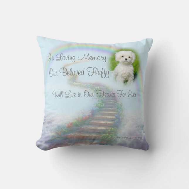 Gepersonaliseerde Pet Memorial Stairway to Heaven Kussen (Voorkant)