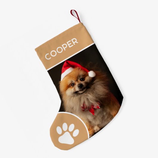Gepersonaliseerde Pet Naam & Foto Eenvoudig Kleine Kerstsok (Achterkant (Hangend))