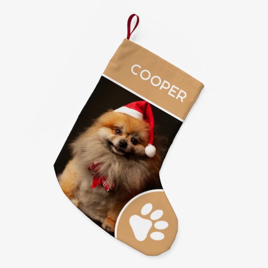 Gepersonaliseerde Pet Naam & Foto Eenvoudig Kleine Kerstsok (Voorkant (Hangend))