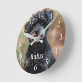 Gepersonaliseerde Pet Naam Foto Grote Witte Getall Ronde Klok (Hoek)