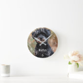 Gepersonaliseerde Pet Naam Foto Grote Witte Getall Ronde Klok (Huis)