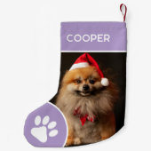 Gepersonaliseerde Pet Naam & Foto Lavendel Kleine Kerstsok (Achterkant)