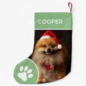 Gepersonaliseerde Pet Naam & Foto Sage Groen Kleine Kerstsok (Achterkant)