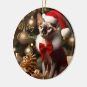 Gepersonaliseerde Pet Naam Foto Sphynx Kat Kerstmi Keramisch Ornament (Links)