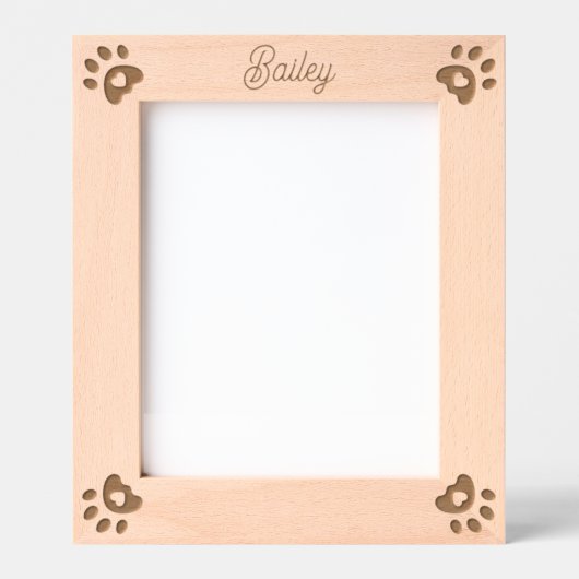 Gepersonaliseerde Pet Naam Hond Harten Poot Prints Gegraveerde Lijstjes (Voorkant)