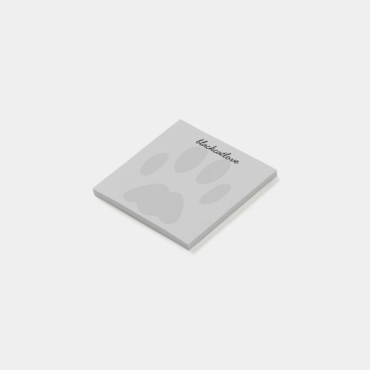 Gepersonaliseerde Pet Paw Print Grey Post it Notes (Schuin)