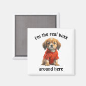 Gepersonaliseerde Pet Photo Boss Dog Magneet (Voorkant / Achterkant)