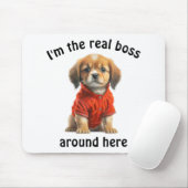 Gepersonaliseerde Pet Photo Boss Dog Muismat (Met muis)