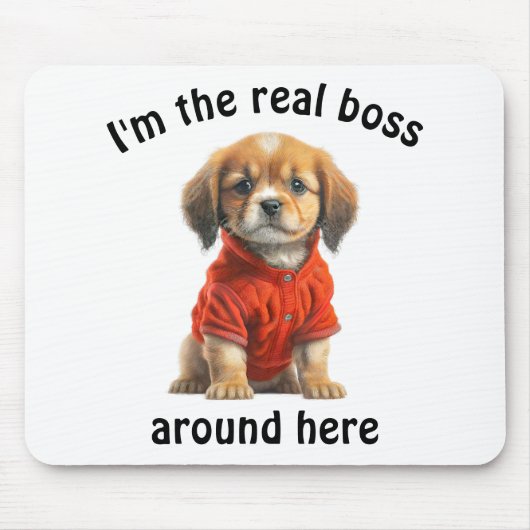 Gepersonaliseerde Pet Photo Boss Dog Muismat (Voorkant)