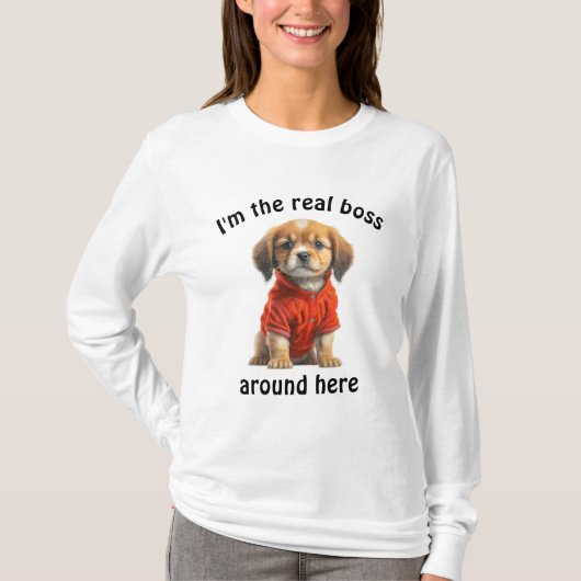 Gepersonaliseerde Pet Photo Boss Dog T-shirt (Voorkant)