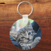 Gepersonaliseerde Pet Photo Cat Lovers Keepsake Sleutelhanger (Voorkant)