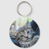 Gepersonaliseerde Pet Photo Cat Lovers Keepsake Sleutelhanger (Achterkant)