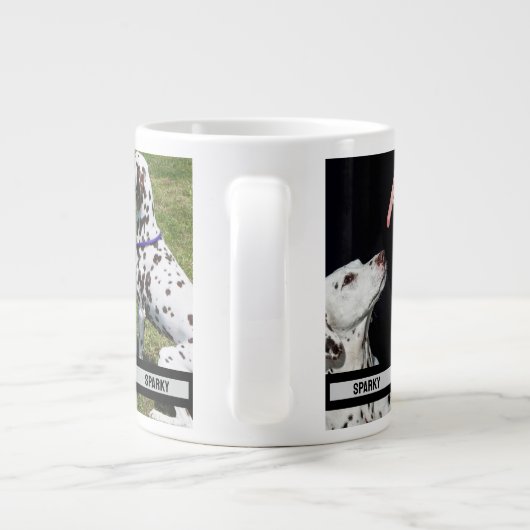 Gepersonaliseerde Pet Photo Collage Mobiele Telefo Grote Koffiekop (Achterkant)