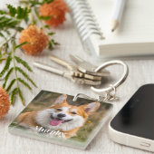 Gepersonaliseerde Pet Photo Eenvoudig Hondenliefhe Sleutelhanger (Voorkant Rechts)