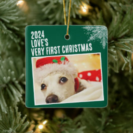 Gepersonaliseerde Pet Photo Eerste Kerst Custom Keramisch Ornament