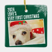 Gepersonaliseerde Pet Photo Eerste Kerst Custom Keramisch Ornament (Voorkant)