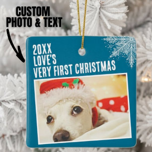 Gepersonaliseerde Pet Photo Eerste Kerst Custom Keramisch Ornament