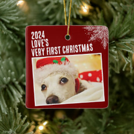Gepersonaliseerde Pet Photo Eerste Kerst Custom Keramisch Ornament