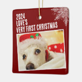 Gepersonaliseerde Pet Photo Eerste Kerst Custom Keramisch Ornament (Links)