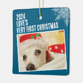 Gepersonaliseerde Pet Photo Eerste Kerst Custom Keramisch Ornament (Links)