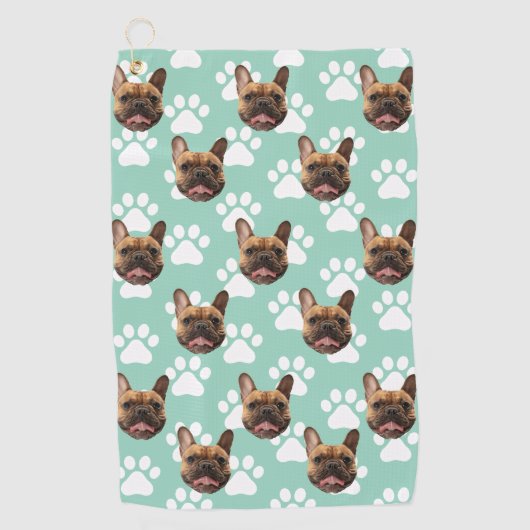 Gepersonaliseerde Pet Photo Face Gift voor Golfer  Golfhanddoek (Voorkant)