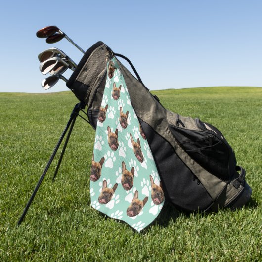 Gepersonaliseerde Pet Photo Face Gift voor Golfer Golfhanddoek (Groen)