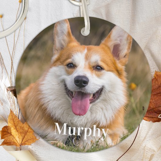 Gepersonaliseerde Pet Photo Hondenliefhebber Dubbe Sleutelhanger