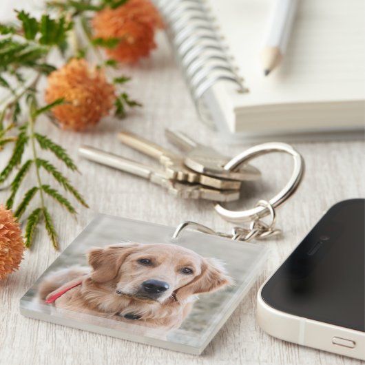 Gepersonaliseerde Pet Photo Hondenliefhebber Fun B Sleutelhanger (Voorkant Rechts)