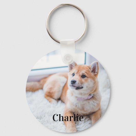 Gepersonaliseerde Pet Photo Hondenliefhebber gesch Sleutelhanger (Voorkant)