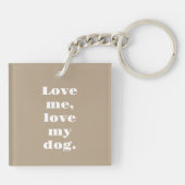 Gepersonaliseerde Pet Photo Hondenliefhebber Khaki Sleutelhanger (Achterkant)