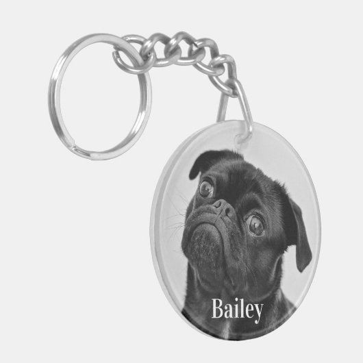 Gepersonaliseerde Pet Photo Hondenliefhebber Sleutelhanger (Voorkant Links)