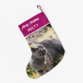 Gepersonaliseerde PET Photo Monogram Naam Roze Kleine Kerstsok (Achterkant (Hangend))