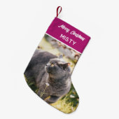 Gepersonaliseerde PET Photo Monogram Naam Roze Kleine Kerstsok (Voorkant (Hangend))