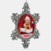 Gepersonaliseerde Pet Photo Snowflake ingelijst Or Tin Sneeuwvlok Ornament (Links)