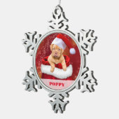 Gepersonaliseerde Pet Photo Snowflake ingelijst Or Tin Sneeuwvlok Ornament (Rechts)